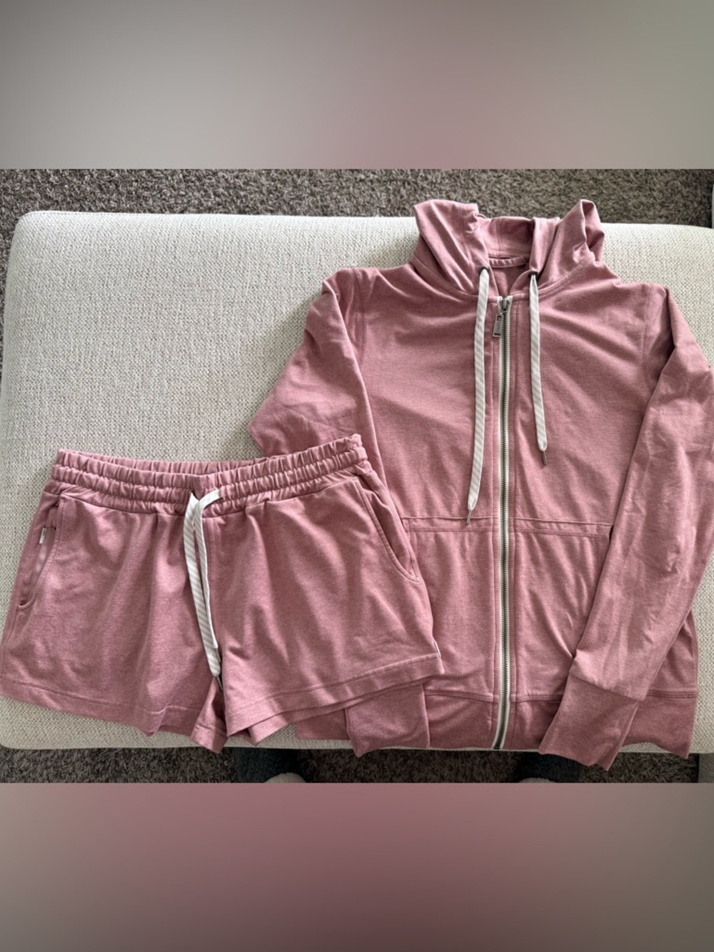 Vuori Zip up Hoodie and shorts matching set